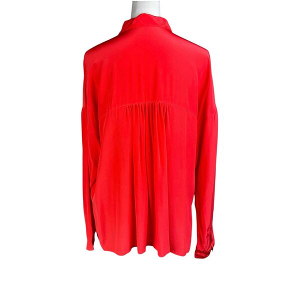 Robert Rodriguez 100% Silk Orange Long Sleeve Button Up Collared Blouse Top - Picture 2 of 12
